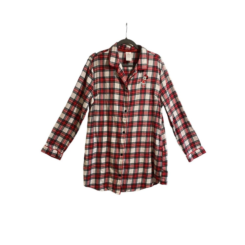 Disney Minnie Mouse Flannel Pajamas Large Christmas Night gown  Check Plaid